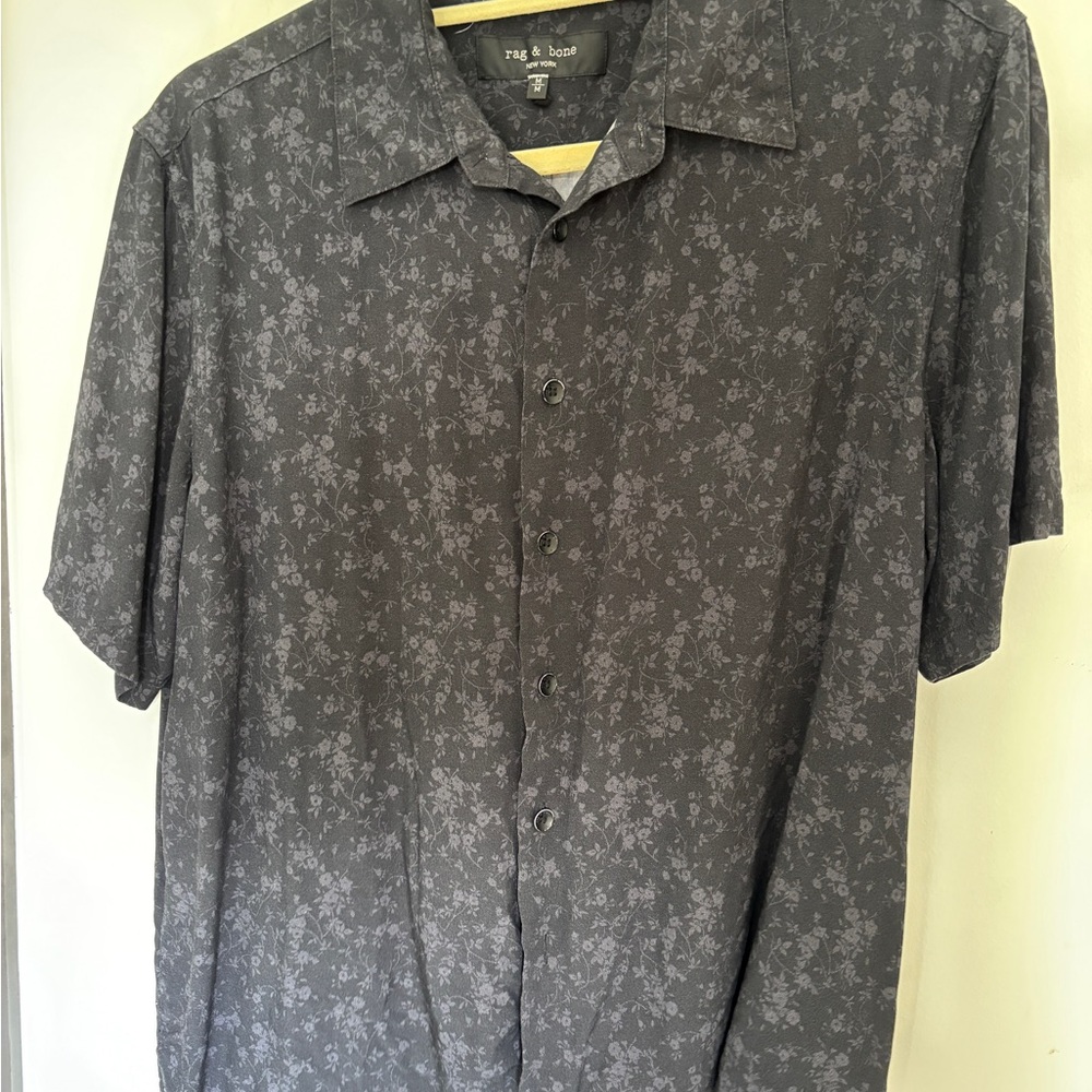 rag & bone Charcoal Floral Button Down Shirt